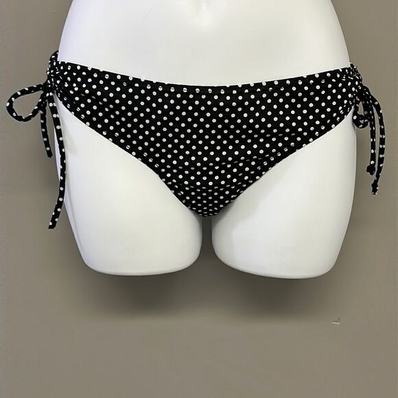 String Black and White Polka Dot Bikini Bottom- Medium - Picture 1 of 7